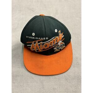 Vintage Miami Hurricanes Hat Cap Snap Back NCAA Football Orange Green Mens 90s
